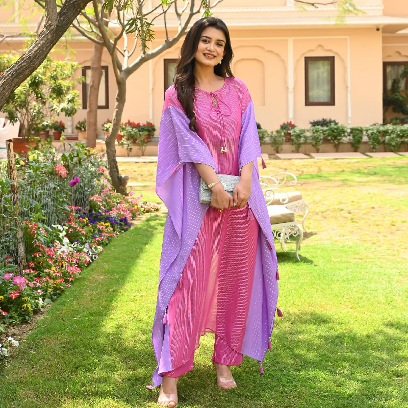 Lilac Pink Lurex Kaftan Set