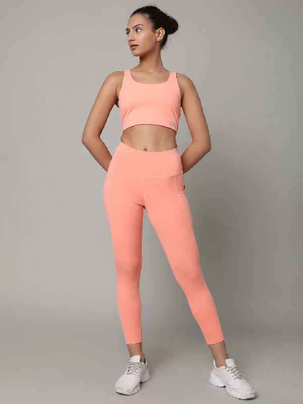 Peach High Impact Action Bra & Aura Leggings