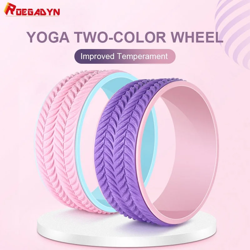 Yoganix Fitness Yoga Back Roller 3D Leaf Design Anti-Slip Yoga Roller Pilate Rim Double Color Yoga Wheel Cork Workout Equipment