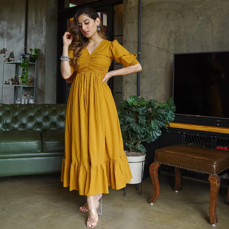 Bunaai Ivy Yellow Cotton Maxi Dress