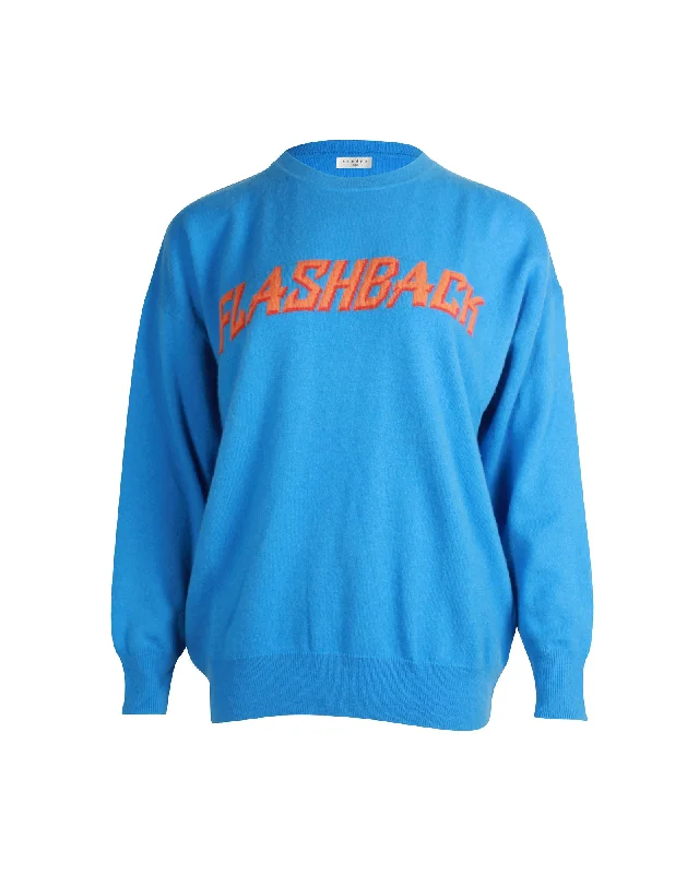 Sandro Flashback Print Sweater Top in Blue Cashmere