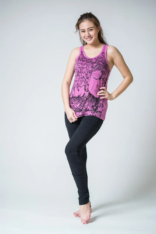 Womens Sanskrit Buddha Tank Top in Pink