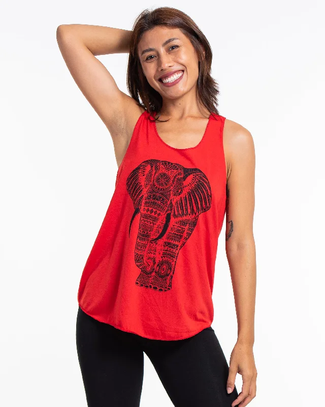 Womens Regal Elephant Tank Top in Red