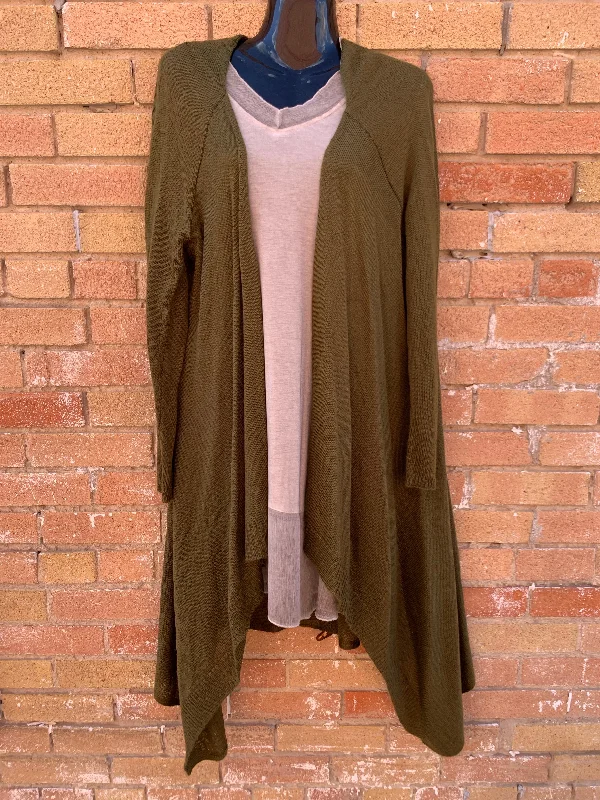 Long Cardigan in Dark Olive