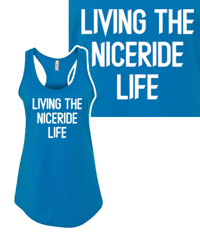 Living The Niceride Life - Blue Next Level Women's Racerback Tank