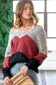 Color Block Long Sleeve Sweater