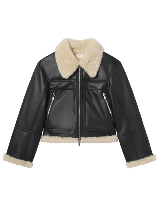 Black and Champagne Avery Shearling Jacket