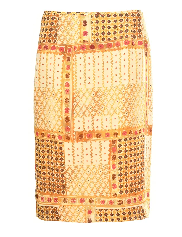 Geometric Print Pencil Skirt - M