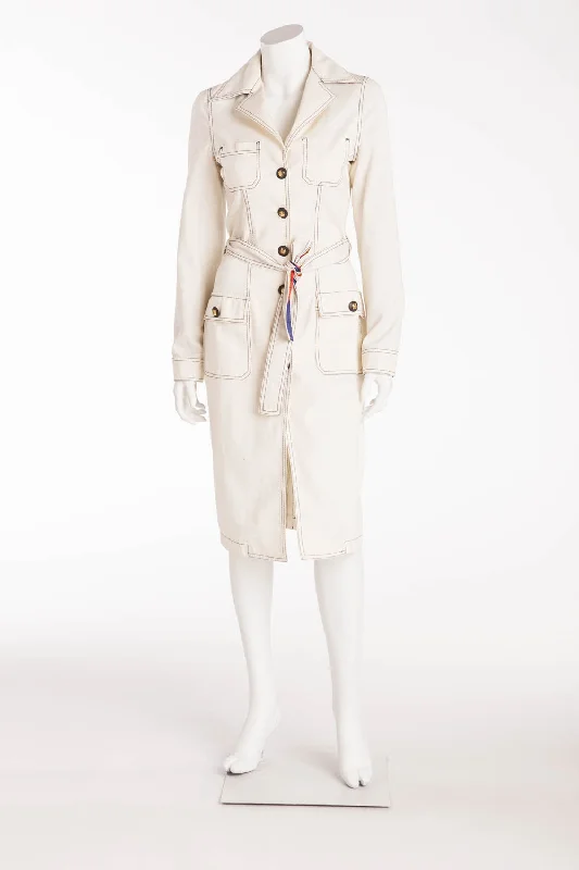 Roberto Cavalli - Off White Jacket Long Sleeve Trench Coat - IT 38