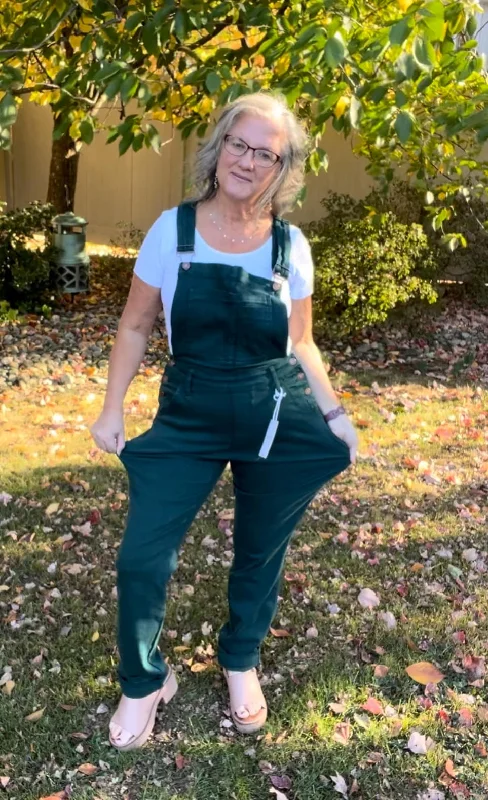 Judy Blue High Waist Garment Dyed Teal Boyfriend Double Cuff Overalls