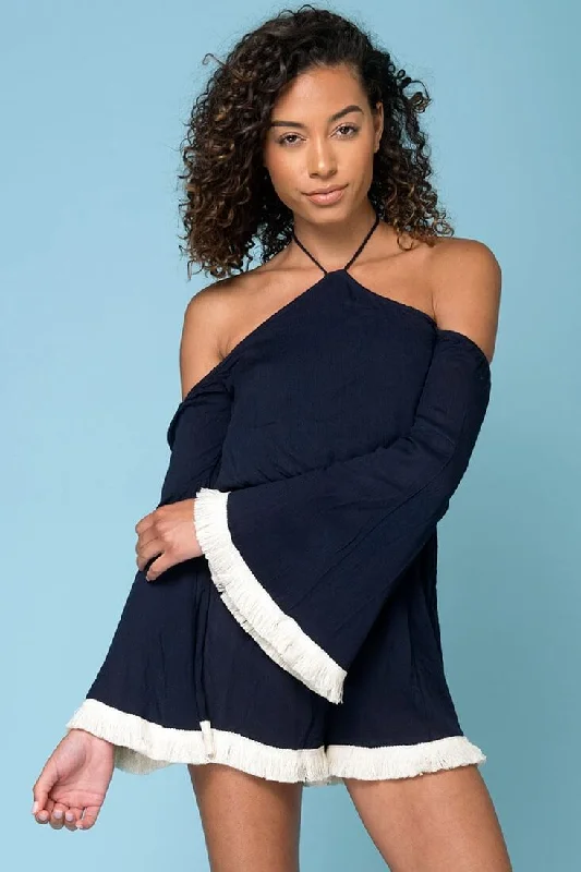 Nirvana Bell Sleeve Casual Romper Navy