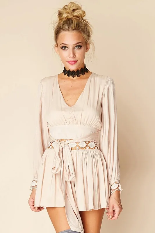 Samantha Boho Romper Beige