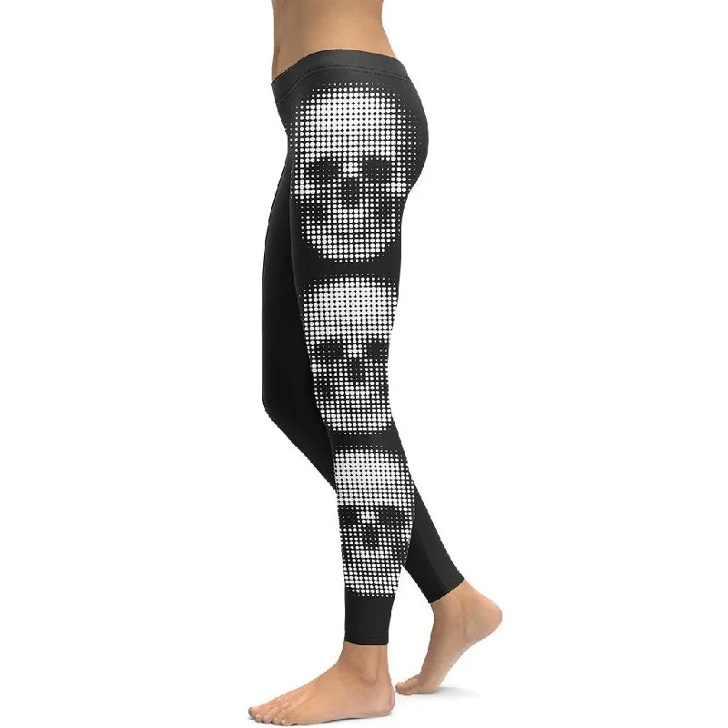 Charcoal Halftone Skull Leggings