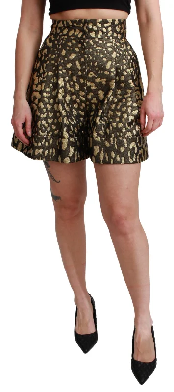 Dolce & Gabbana High Waist Black & Gold Luxe Women's Shorts