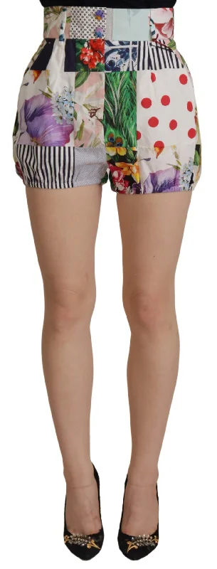 Dolce & Gabbana Patchwork High Waist Designer Women's Shorts