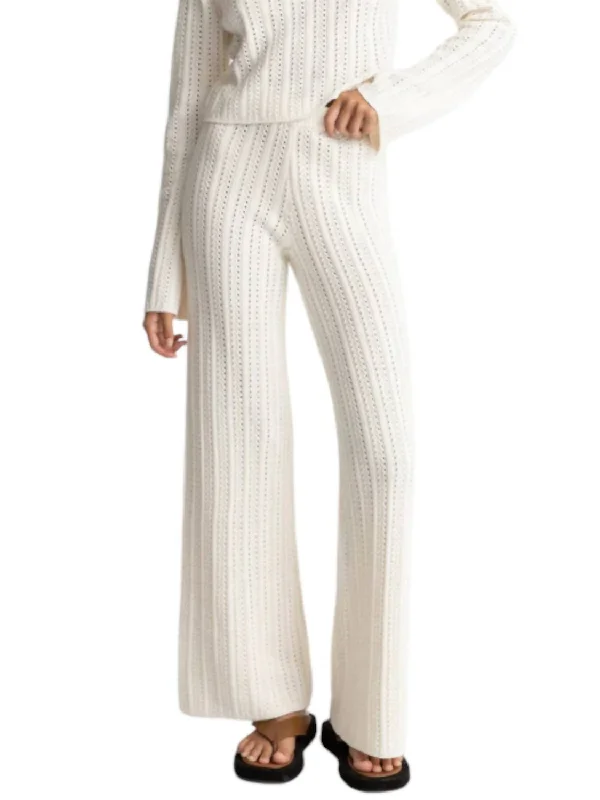 Charlize Wide Leg Knit Pants In White