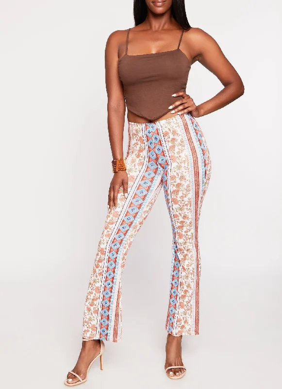 Floral Border Print Boho Pants