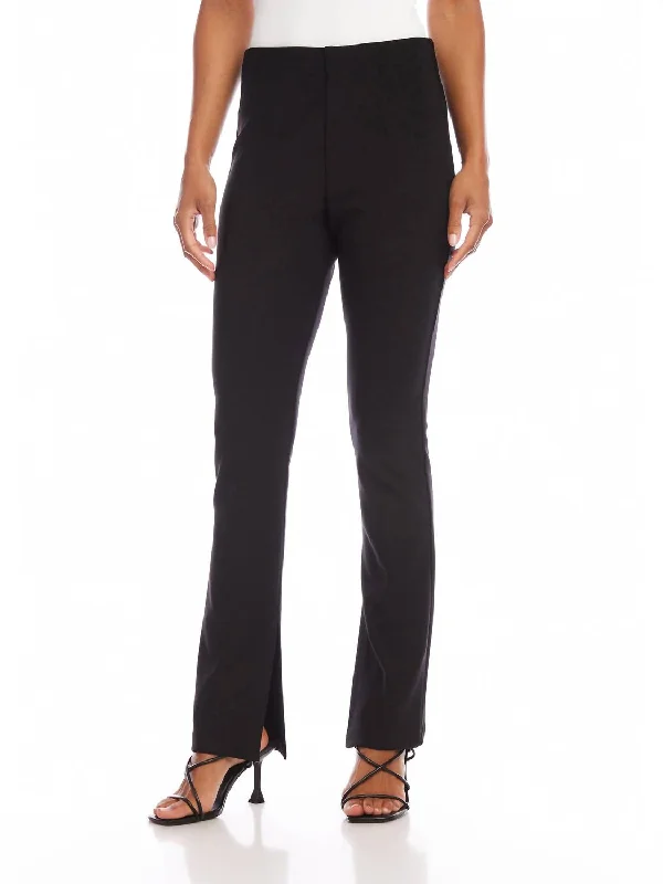 Side Slit Bootcut Pants In Black